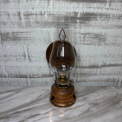 Vintage Copper Hurricane Style Kerosene Oil Lamp