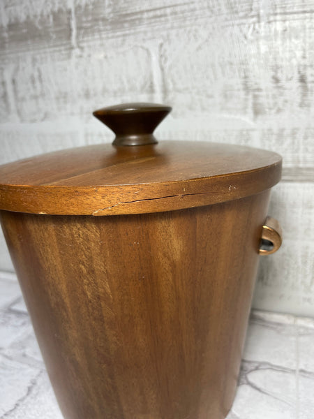 Mid Century Wooden Ice Bucket Made In Japan