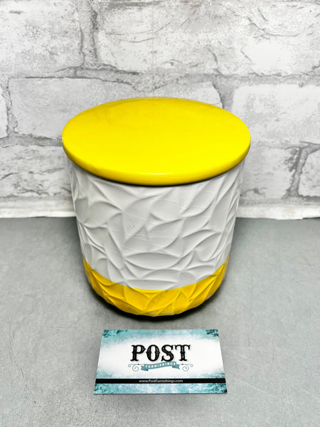 White And Yellow Ceramic Container