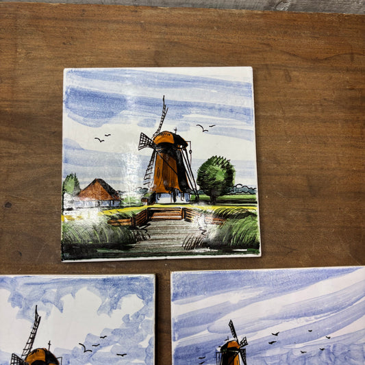 Delft Holland Windmill Hand Painted Ceramic Tiles