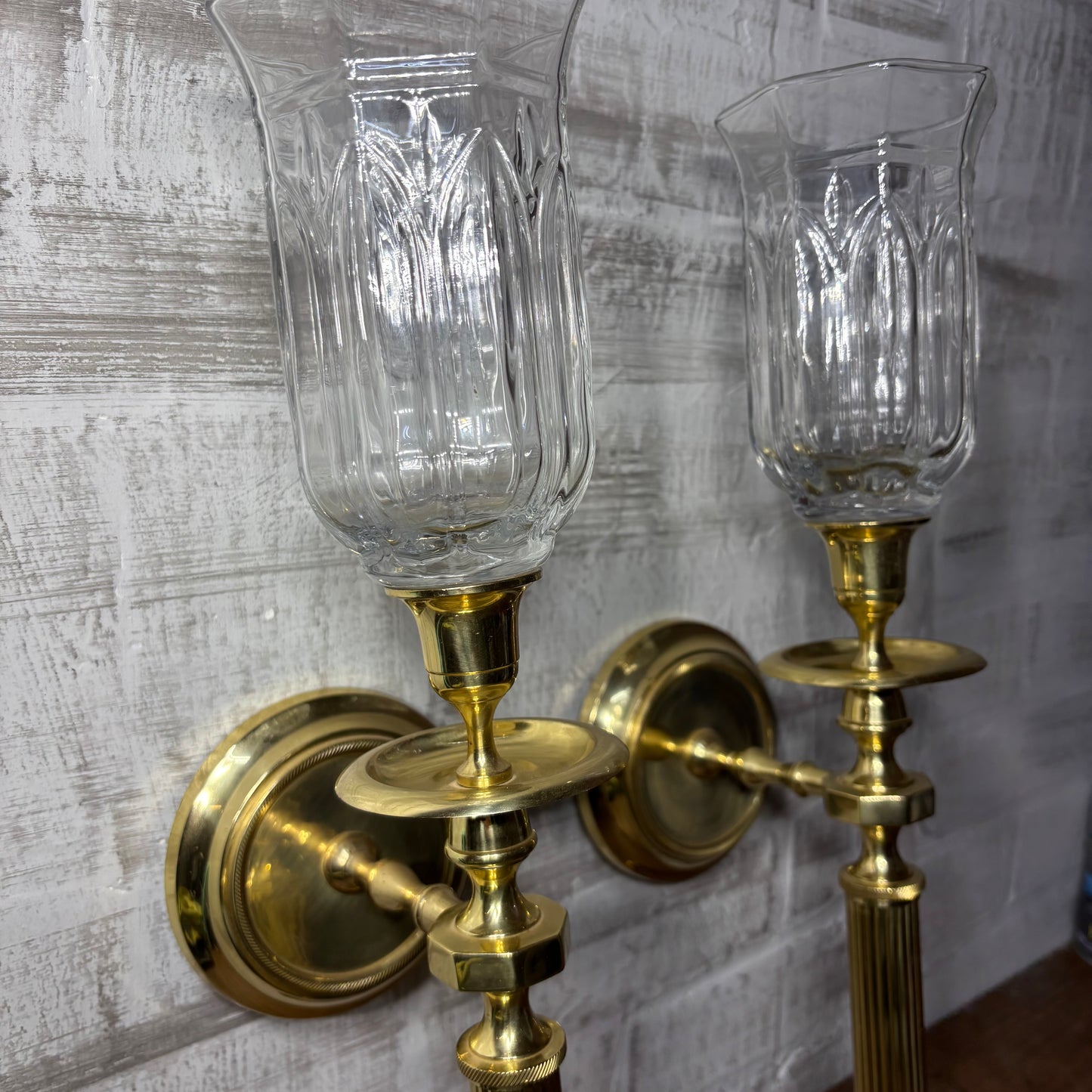 Vintage Brass Wall Sconce Candle Holders