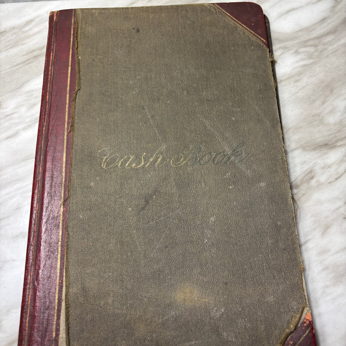 Antique Red Antique Rare Cashbook Ledger Records Sales