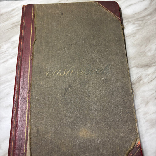 Antique Red Antique Rare Cashbook Ledger Records Sales