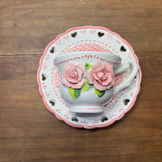 Blush Rose Teacup & Saucer Wall Decor