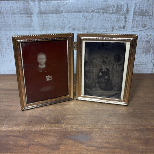 Vintage Bi-Fold Gold Picture Frame