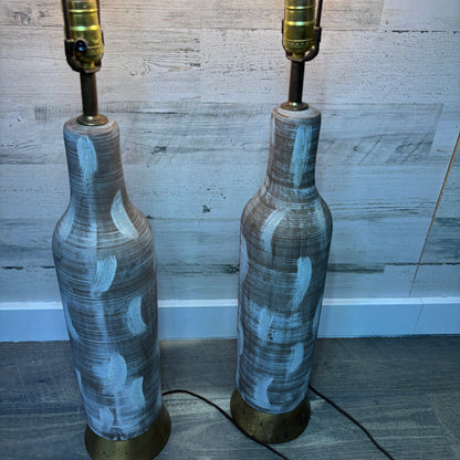 Vintage Design Technics Influenced Bottle Style Textured Lamp Set