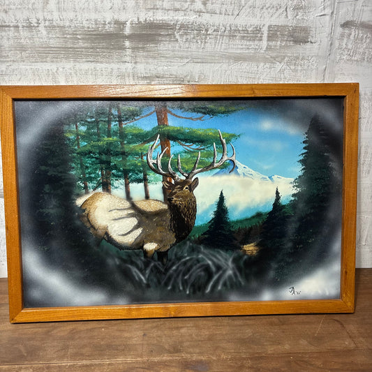 Vintage Elk Mountain Lamdscape Framed Art