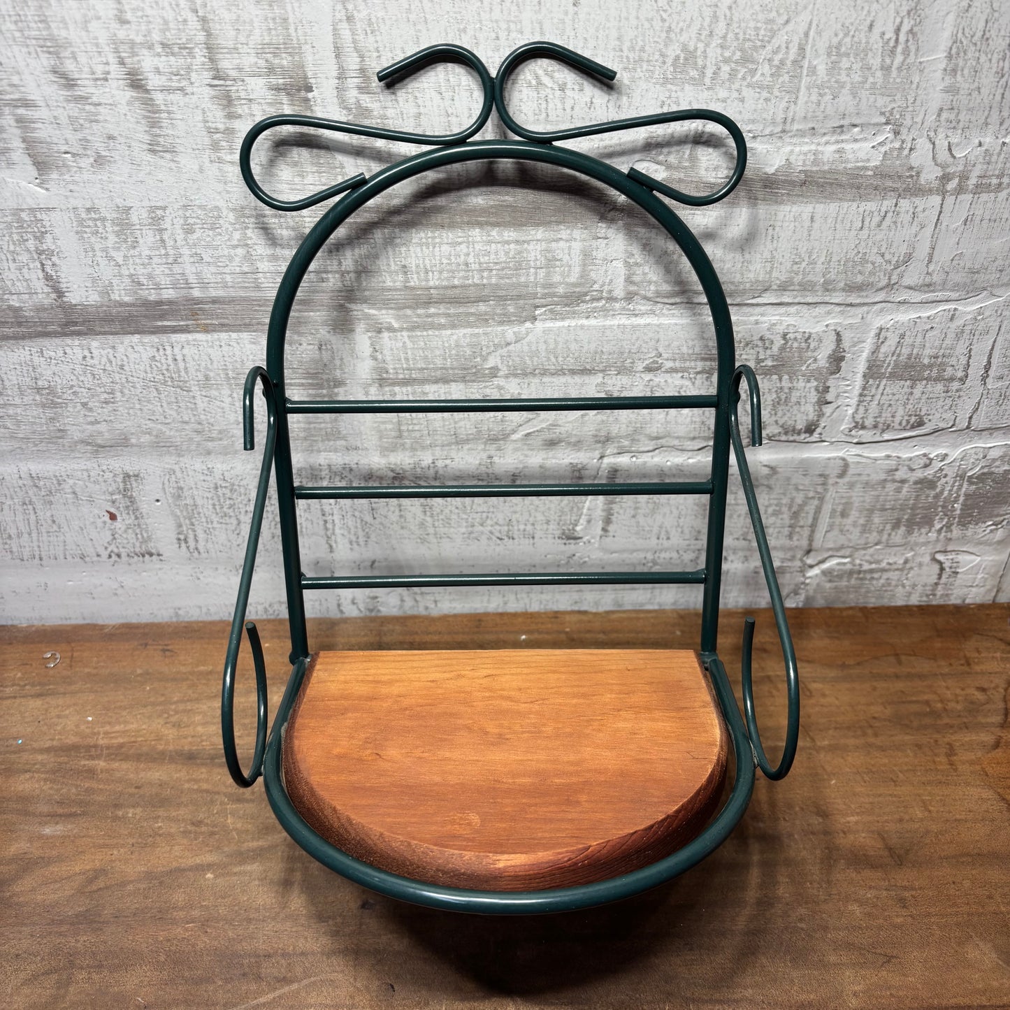 Vintage Green Wire & Wood Shelf