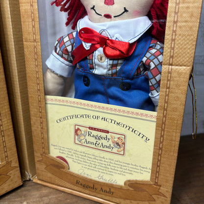 Raggedy Ann & Andy Dolls W/ Certificate Of Authenticity New In Box Set