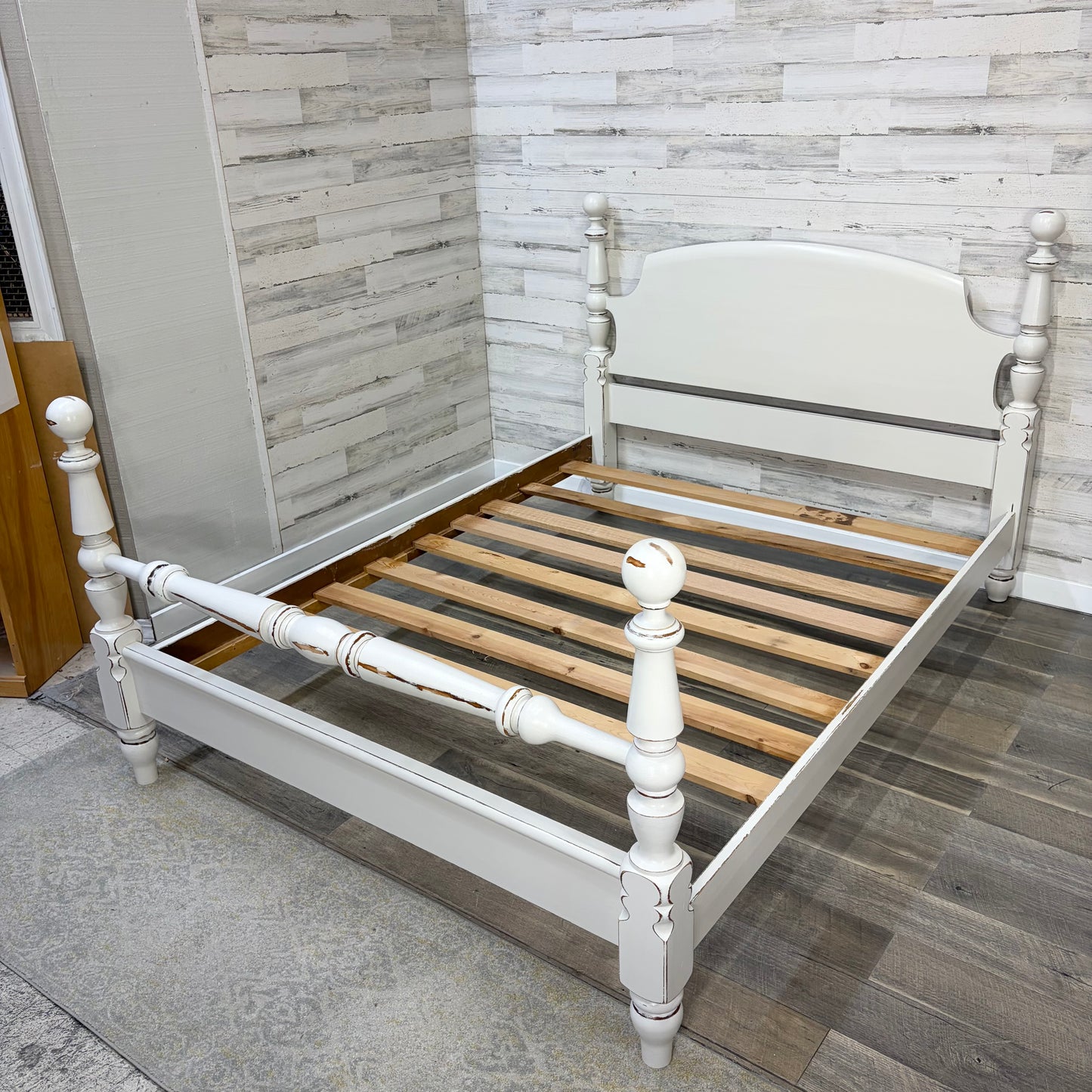 White Farmhouse Queen Bed Frame