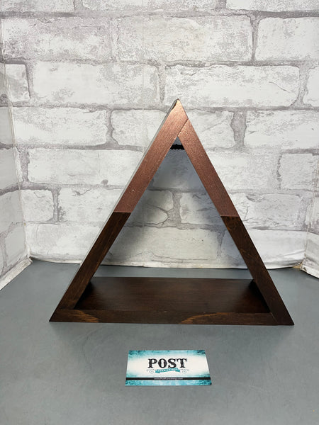 Wood Triangle Wall Shelf w/ Rose Gold Trim