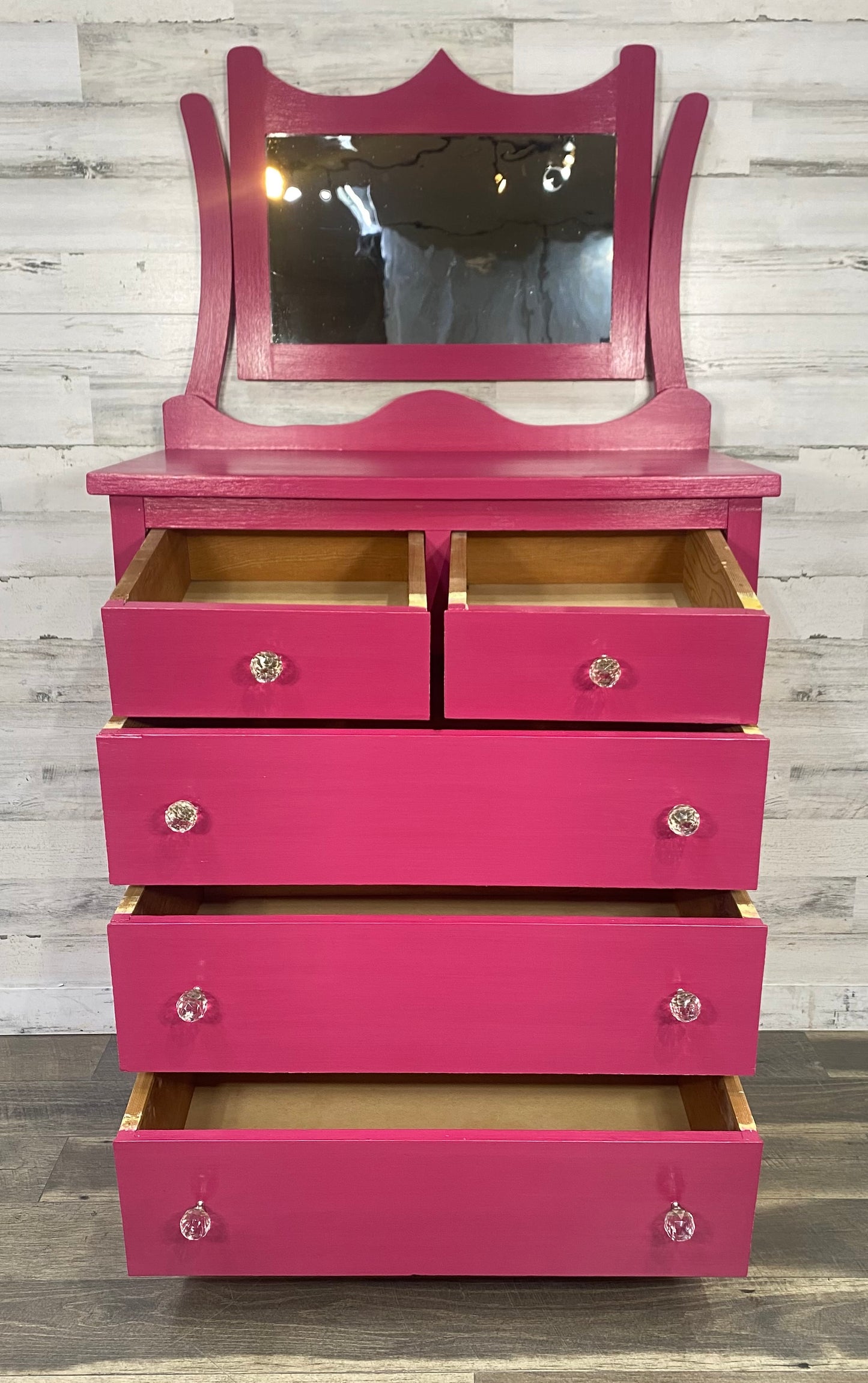 Hot Pink Antique Dresser W/ Mirror