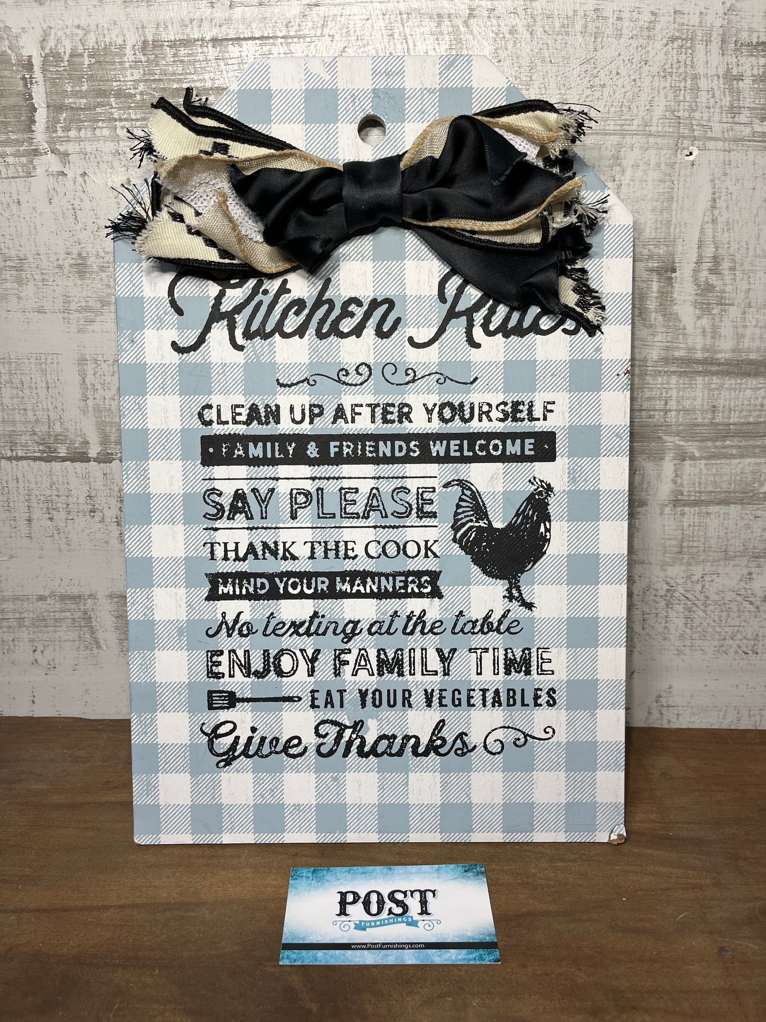 “Kitchen Rules” Farmhouse Rooster Wooden Sign