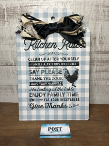 “Kitchen Rules” Farmhouse Rooster Wooden Sign