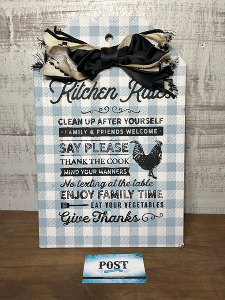 “Kitchen Rules” Farmhouse Rooster Wooden Sign