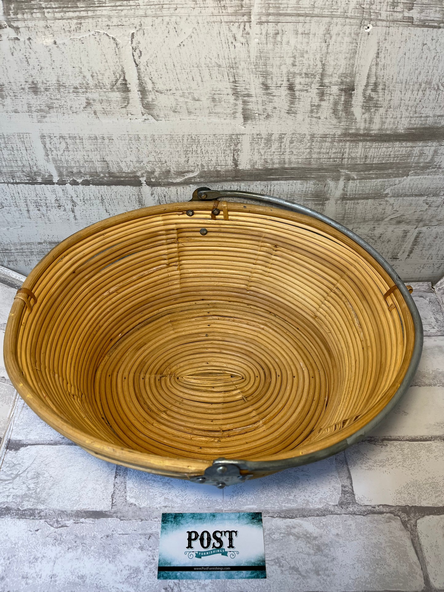 Bamboo Rattan Basket with Folding Metal Handle