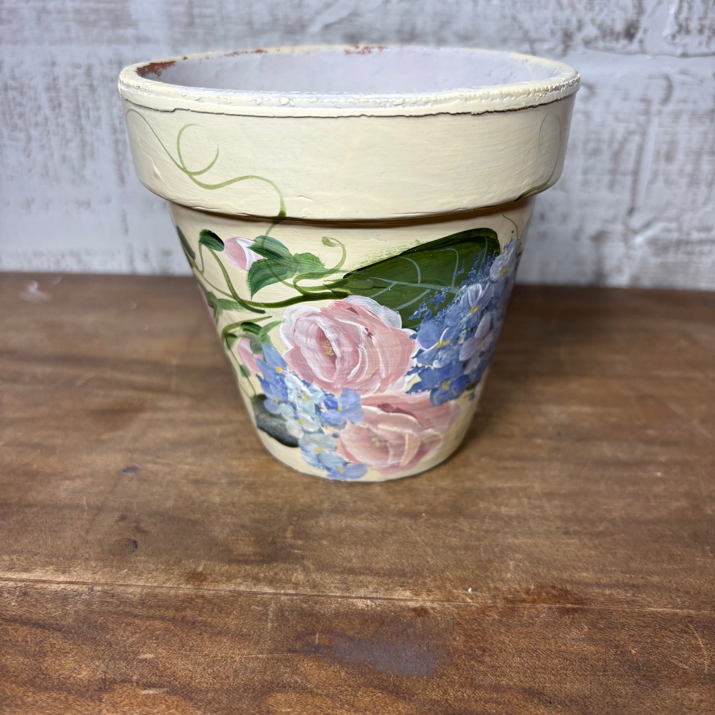 Hand-Painted Floral Pot