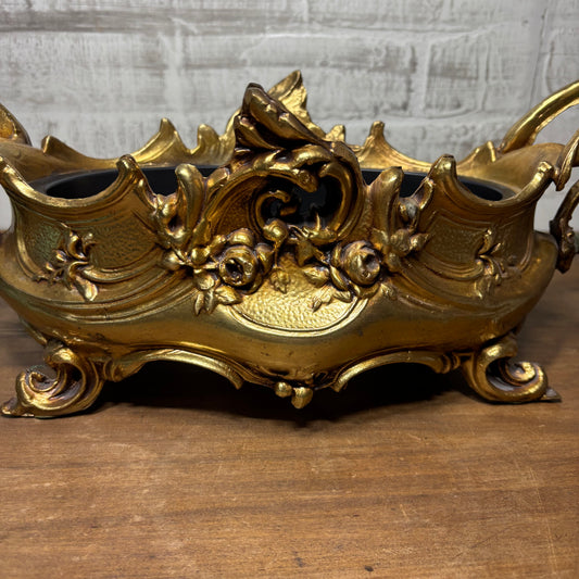 Vintage Cast Metal Brass Jardiniere French Planter