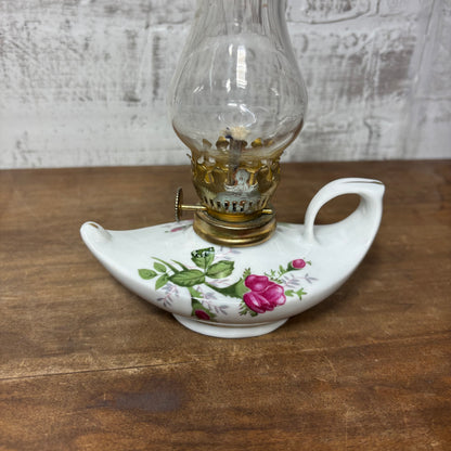 Vintage Porcelain Miniature Aladdin Style Oil Lamp