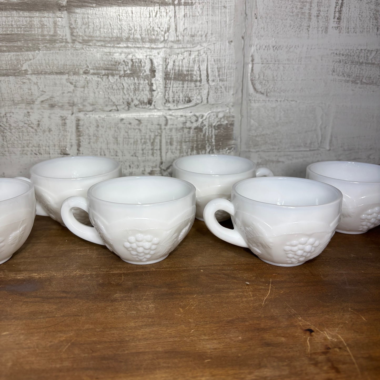 Vintage Milk Glass Grape Tea Cup/ Mugs
