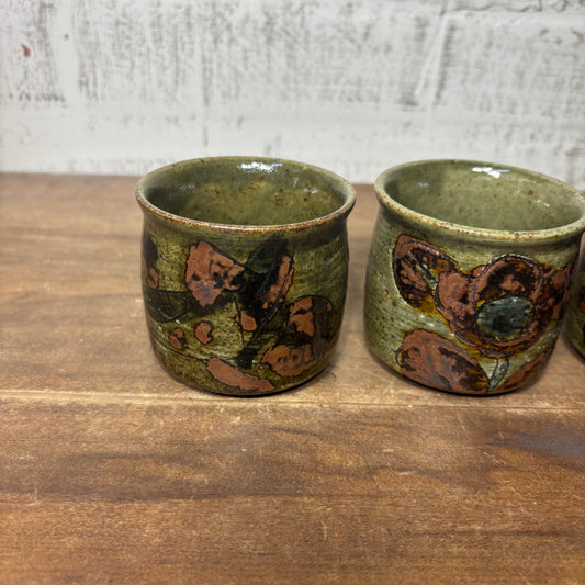 Vintage OMC Japan Stoneware Sake Cups Set of 3