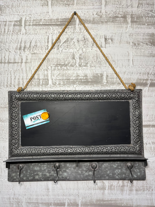 Hanging Galvanized Metal Chalkboard With Hooks