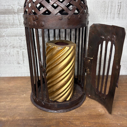 Vintage Metal Bird Cage Candle Holder