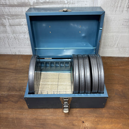 Vintage Blue Metal Film Reel Storage Case