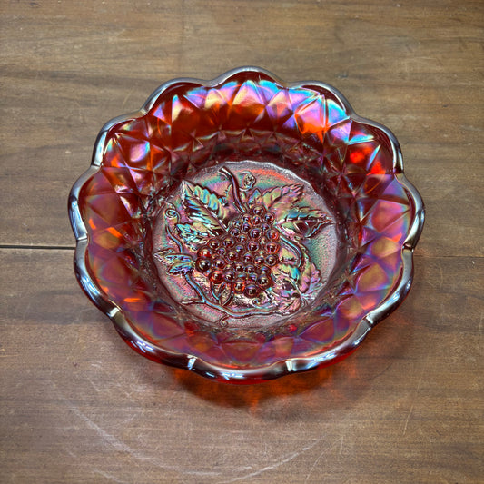 Vintage Fenton Art Glass Carnival Iridescent Marigold Glass Bowl