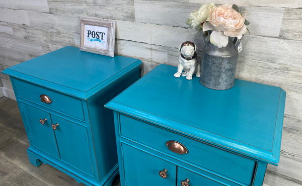 Matching Set Of 2 Teal Nightstands