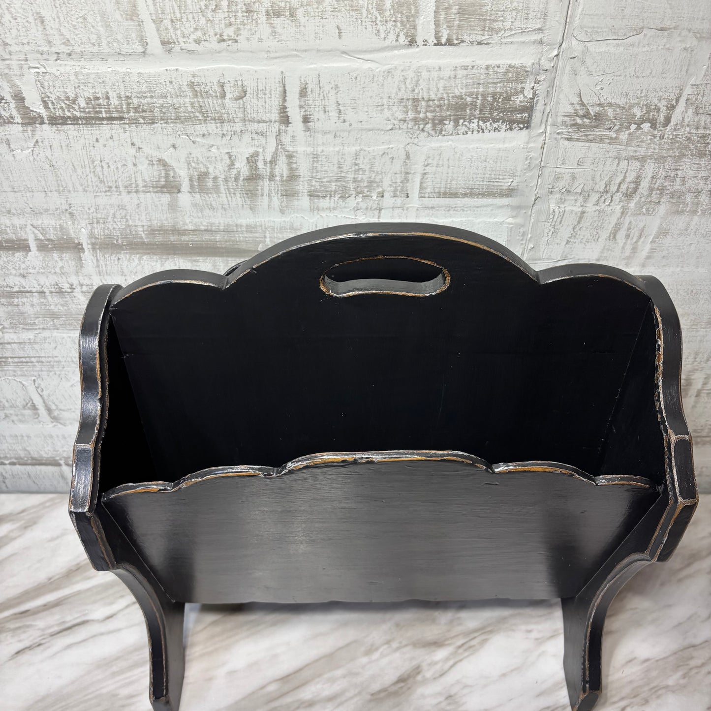 Vintage Black Custom Refinished Magazine Holder