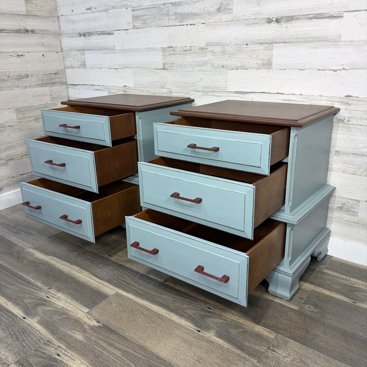 Set Of 2 Matching Blue/Gray Nightstands