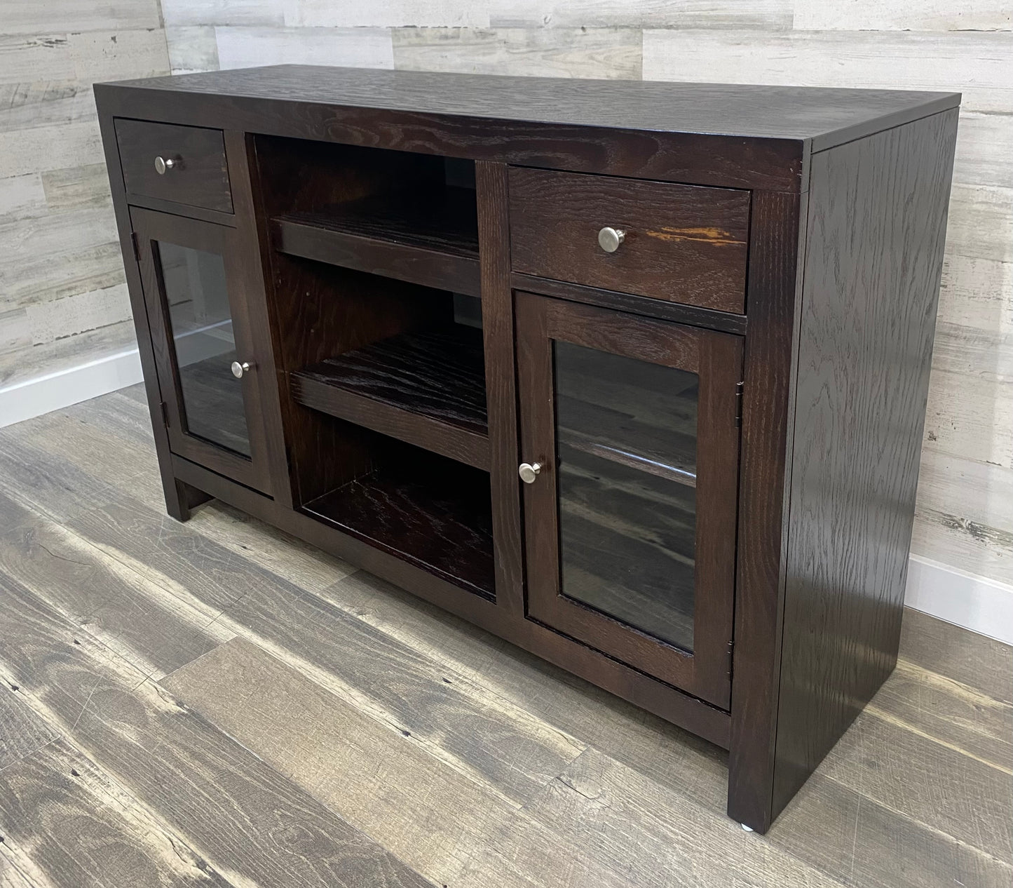 Dark Wood TV Stand Buffet Cabinet