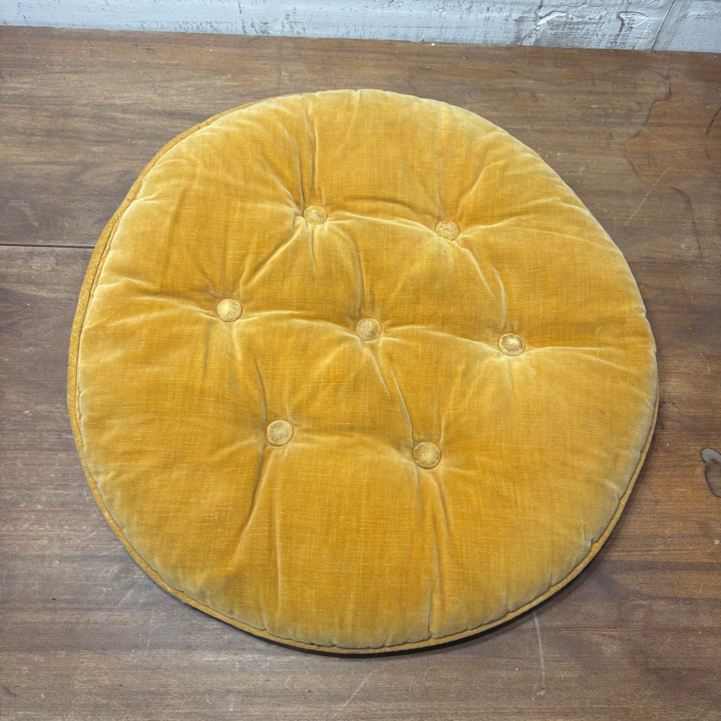 Vintage Mustard Yellow Round Barstool Cushion Chair
