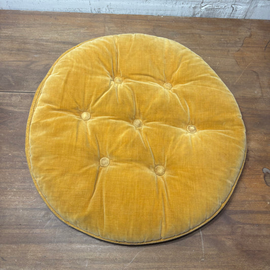 Vintage Mustard Yellow Round Barstool Cushion