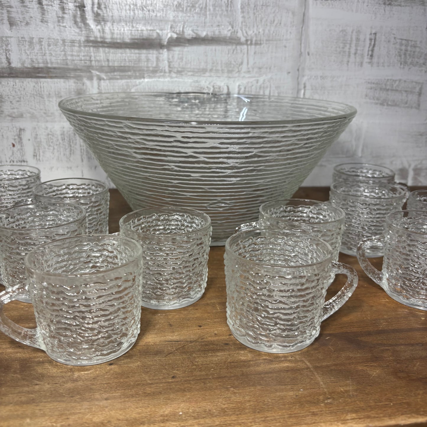 Vintage Anchor Hocking Soreno Punch Bowl And Cups