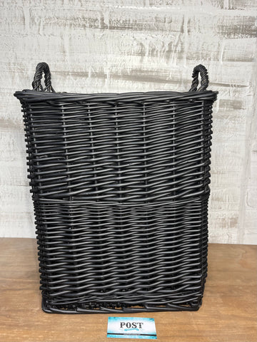 Black Wicker Laundry Basket With Handles