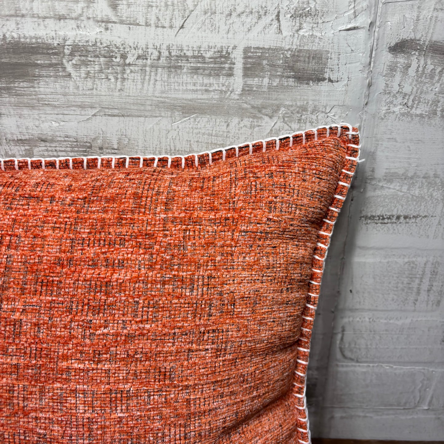 Orange Stitched Edge Throw Pillow