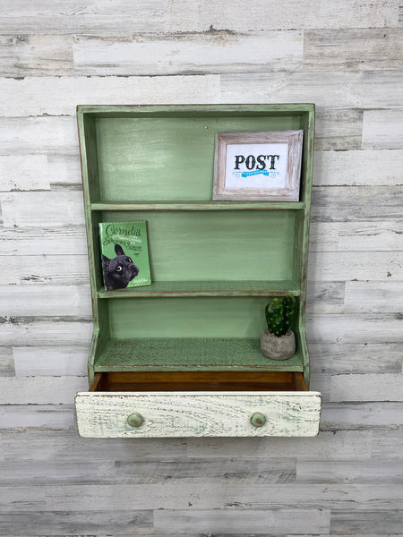 Green Rustic Wood Hanging Shelf