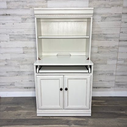 White Secretary Desk with Hutch China Hutch