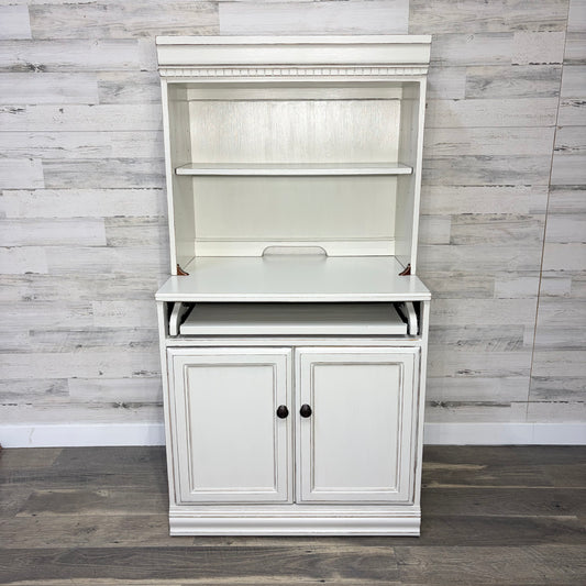 White Secretary Desk W/ Hutch