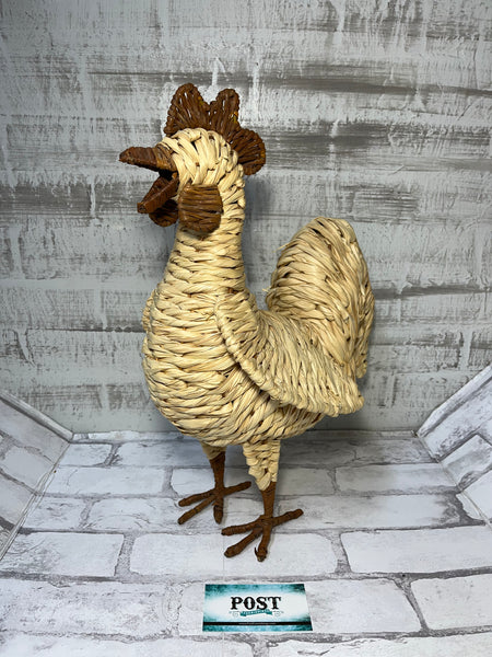 Vintage Wicker Rooster Figurine