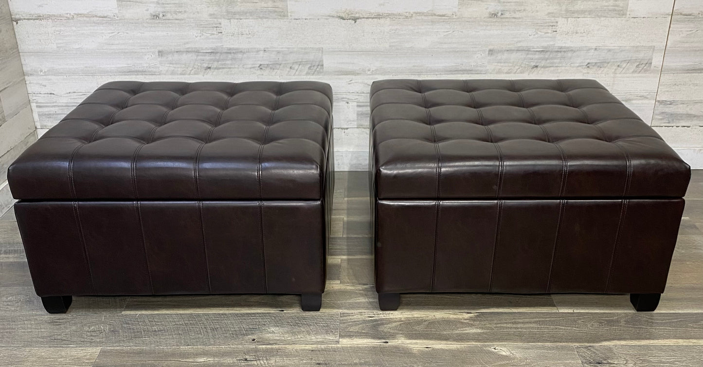Set Of 2 Brown Storage Ottomans