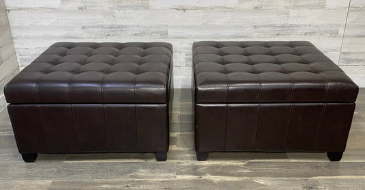 Set Of 2 Brown Storage Ottomans