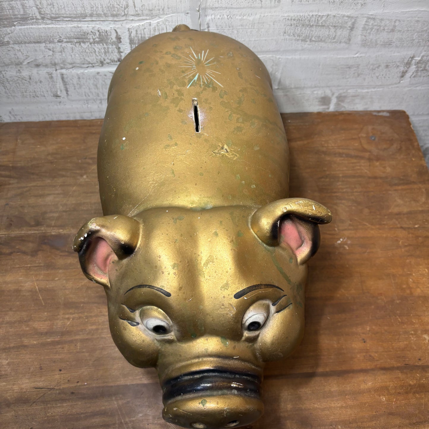 Mid Century Chalkware Starburst Piggy Bank A.N. Brooks