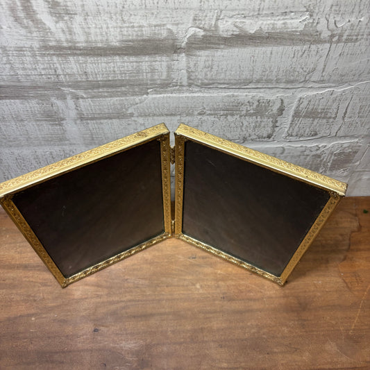 Mid Century Bi-Fold Gold Picture Frame