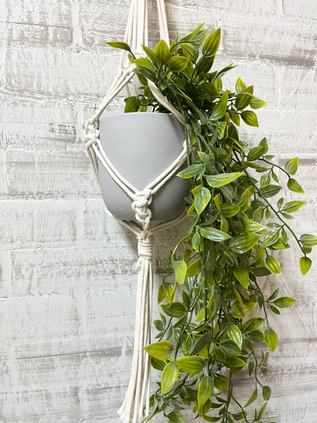 White Macrame Plant Holder