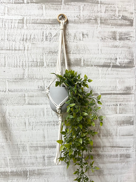 White Macrame Plant Holder