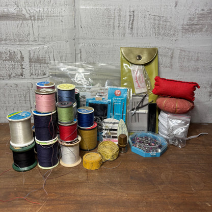 Vintage Thread Pins Buttons Bundle Lot