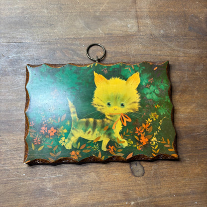 Vintage Whimsical Kitten Wall Plaque